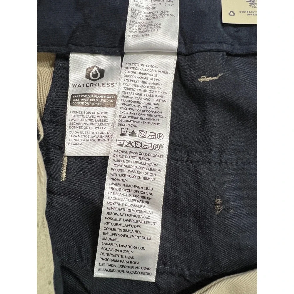 Dockers Comfort Khaki Mens 36x34 Tan Relaxed Fit Pleated Stretch Chino Pants D13